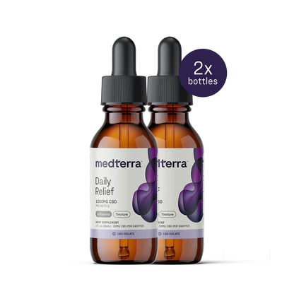 medterra Daily Relief 1000MG CBD Unflavored Tincture CBD ISOLATE 2x bottles
