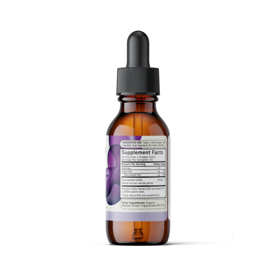 Medterra Daily Relief CBD Isolate Oil dropper bottle and box, unflavored hemp supplement tincture with Organic MCT Oil.