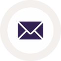 Email icon in dark purple on a white circular background.