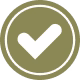 White checkmark inside an olive green circle