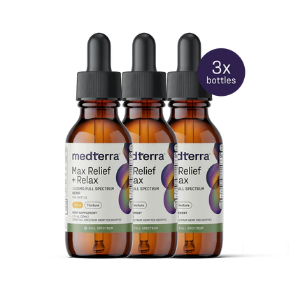 medterra Max Relief + Relax FULL SPECTRUM Citrus Tincture 3x bottles