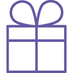 Purple gift box icon