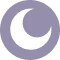A purple circle contains a white crescent moon at the center, symbolizing nighttime or sleep, embodying the highest quality craftsmanship and pure ingredients grown in the USA.